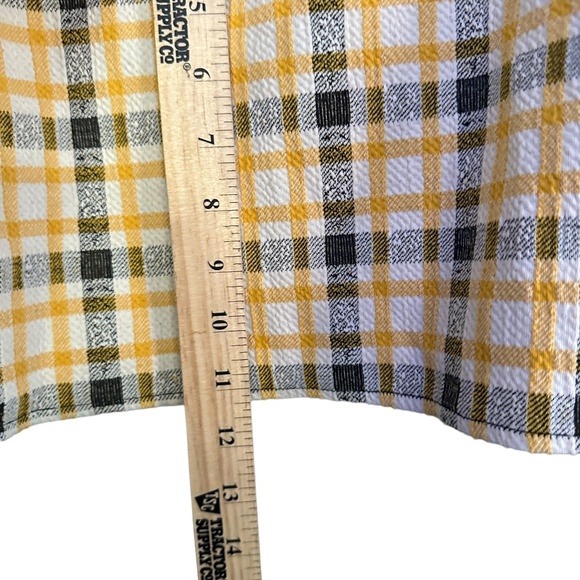 Project 28 NYC Size XL Yellow Checkered Plaid Square Neck Party Crop Top - Picture 7 of 8